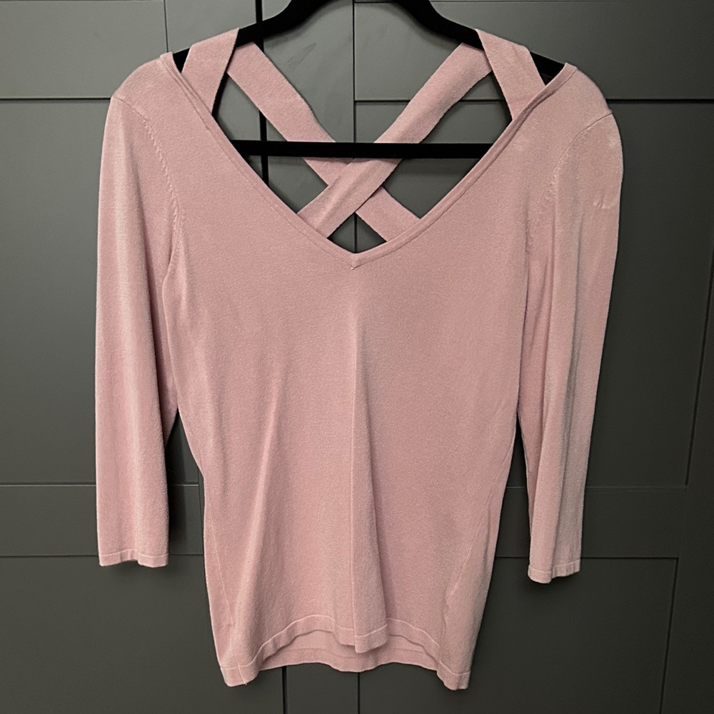 Le Chateau Light Pink Women's Crisscross Back Top. Size small.